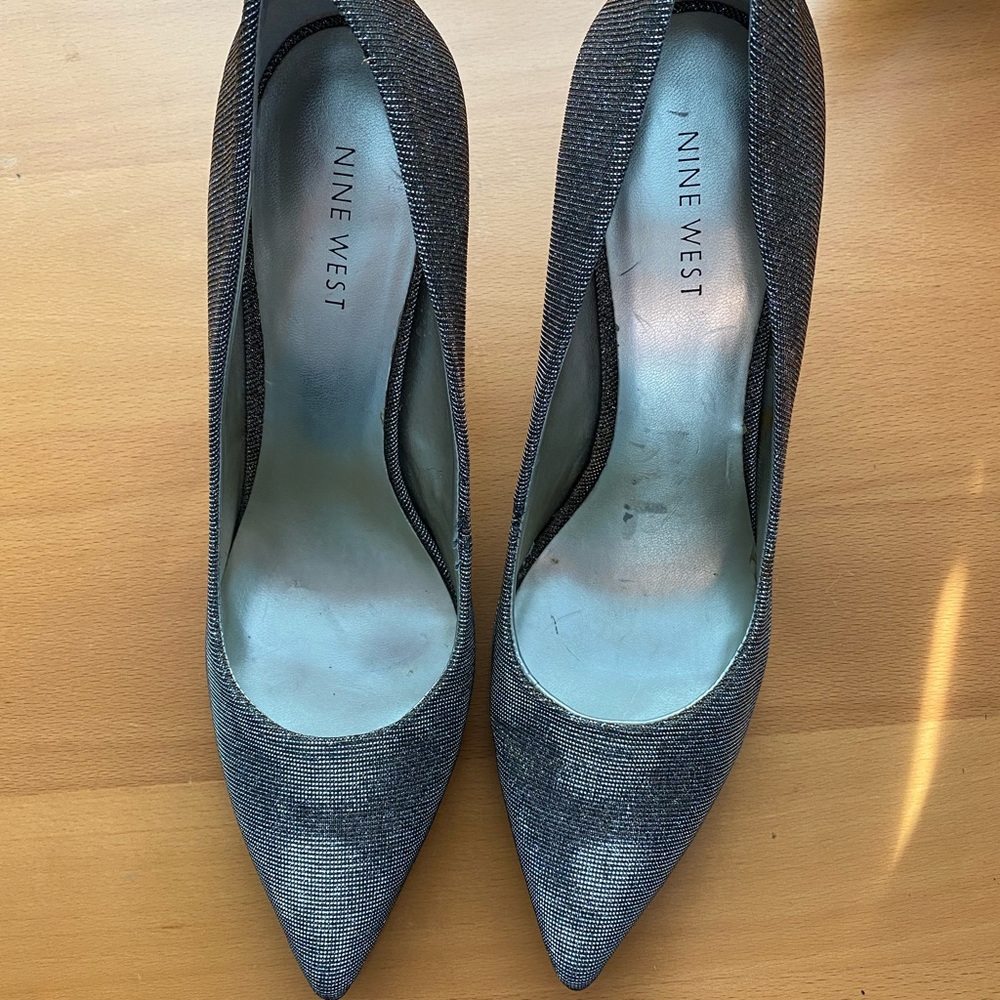 Nine West Flax Silver Glitter Sparkle Pumps 9.5